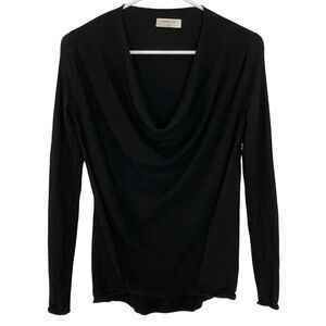 Aritzia Babaton Black Sweater Womens Size XXS Merino Wool Cowl Neck Long Sleeve